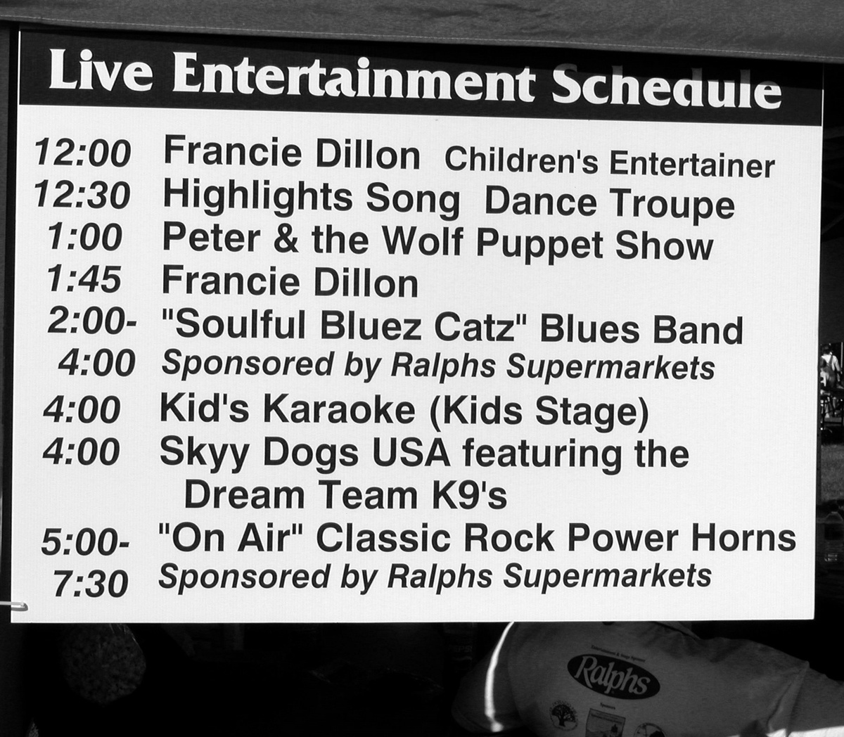 Event schedule (2002, by the creators)