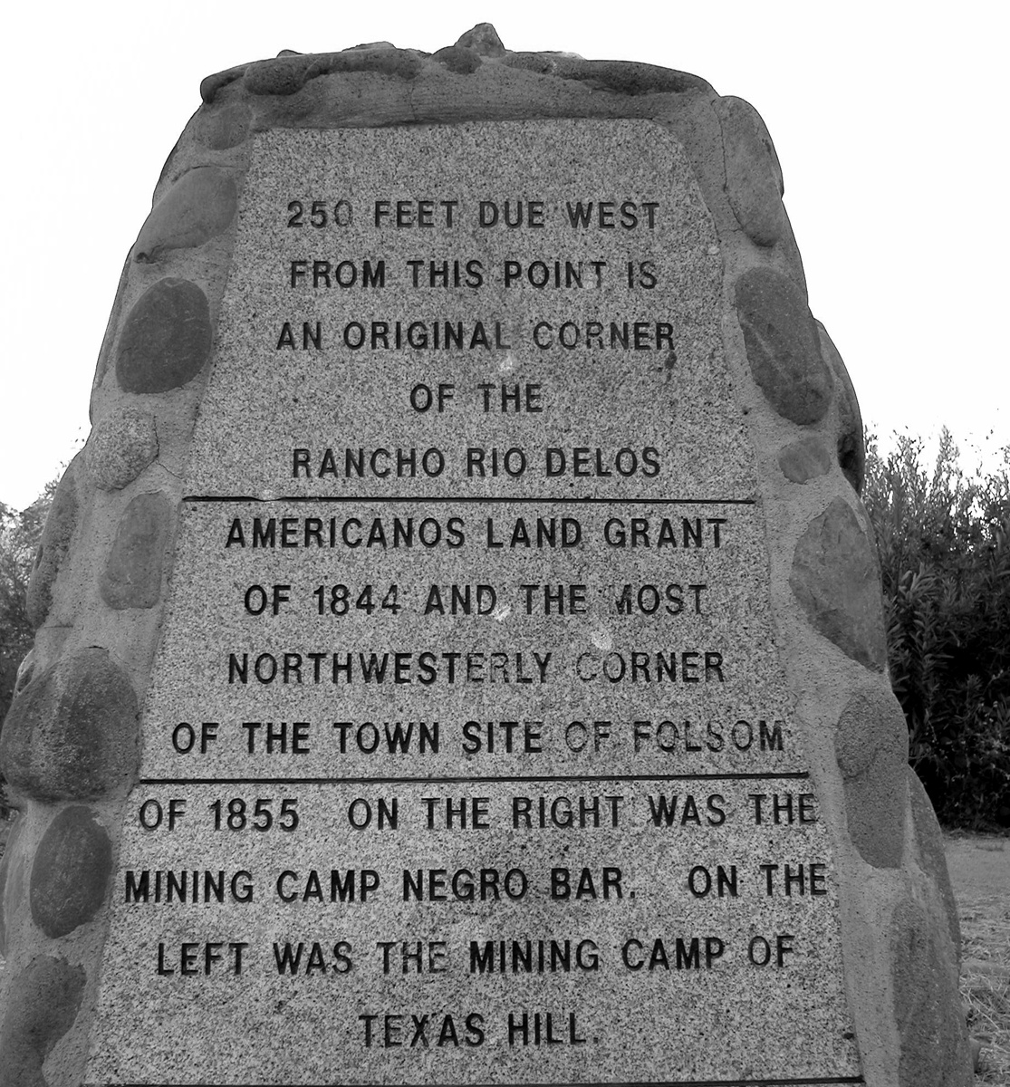Sign near the American River describing the boundaries of a Mexican land grant (2003, by the creators)