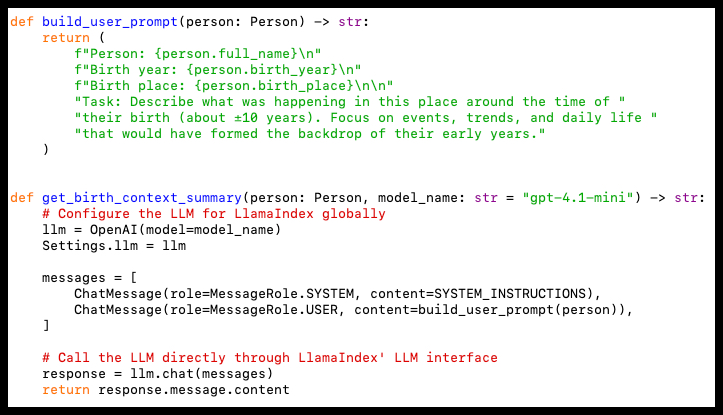 Prompt used to generate Python AI code